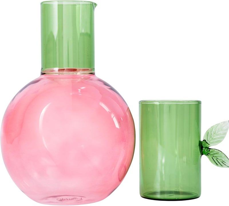 Bando Cute Glass Carafe, Bedside Water Pitcher, Novelty/Unique/Fruit Pitcher and Cup, Cherry - Image 1
